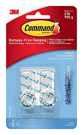 Command Damage-Free Removable Crystal Plastic Knob Hook, 2 Lb Medium, Clear