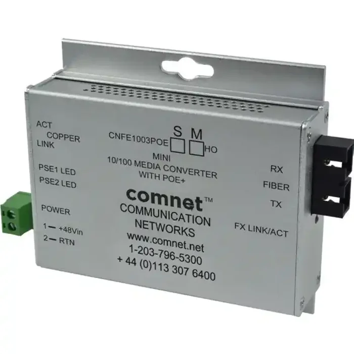 ComNet Industrially Hardened 100Mbps Media Converter with 48V POE, Mini, “A” Unit