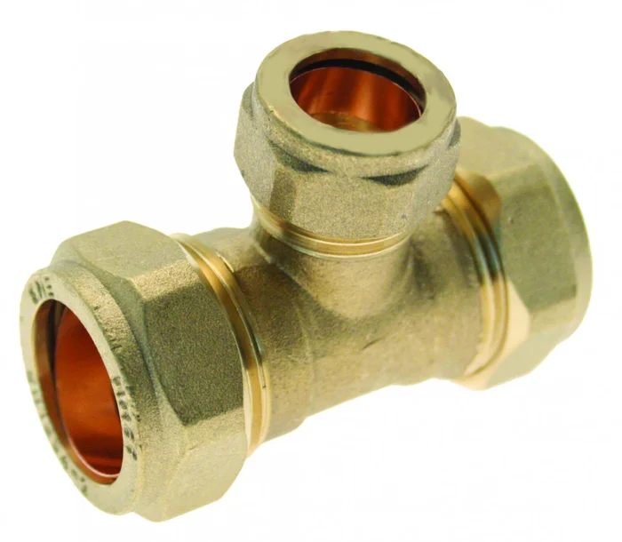 Compression Reducing Tee Both Ends DZR 15mm x 15mm x 22mm