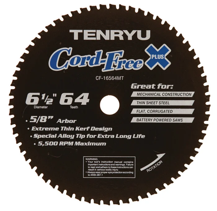 Cord Free Series 6-1/2 Inch x 64T Thin Sheet Metal Blade CF-16564MT