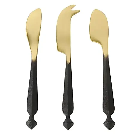 Cravings By Chrissy Teigen 3-Piece Brass Cheese Knife Set, Black