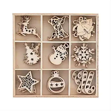 Creative Christmas Crafts, Wood Ornaments, Set Of 9 Ornaments