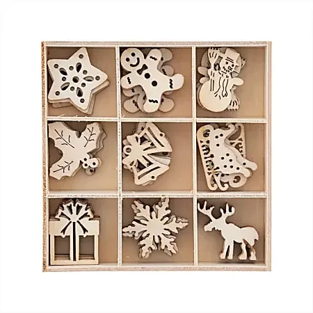 Creative Christmas Crafts, Wooden Ornaments, Set Of 9 Ornaments