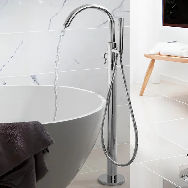 Crosswater Design Floorstanding Chrome Bath Shower Mixer Tap with Hose