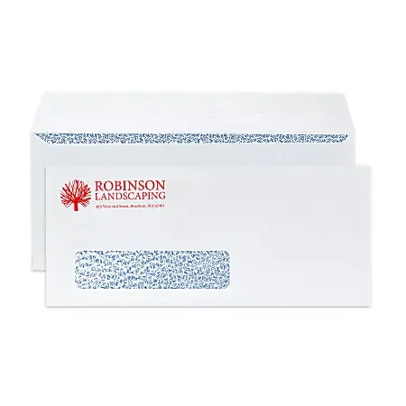 Custom 10, 1-Color Security Business Window Envelopes With Single Window, Peel & Seal, 4-1/8″ x 9-1/2″, White Wove, Box Of 500