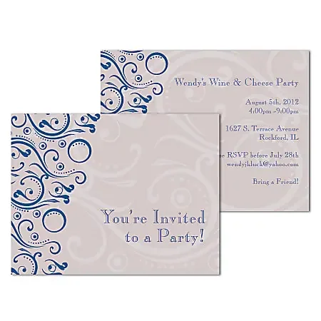 Custom Full-Color Flat Note Card Invitations, 2 Sides, UV Front Finish, 5-1/2″ x 4-1/4″, Box Of 10 Invitations