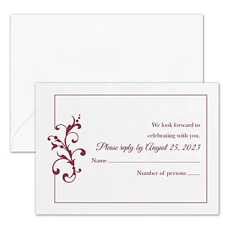 Custom Premium Wedding & Event Response Cards With Envelopes, 4-7/8″ x 3-1/2″, Little Love Birds, Box Of 25 Cards