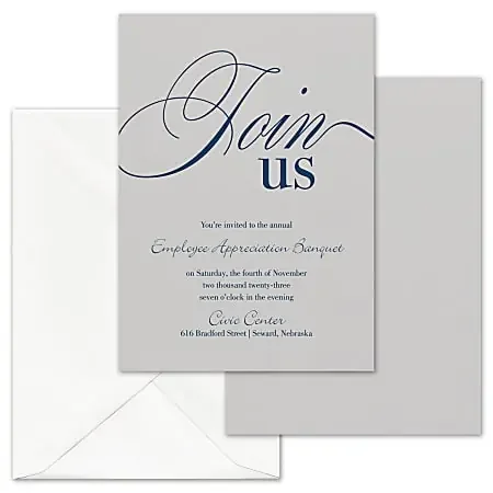 Custom Shaped Event Invitations With Envelopes, Elegant Rendezvous, 5″ x 7″, Box Of 25 Invitations