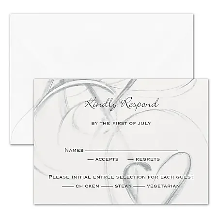 Custom Shaped Wedding & Event Response Cards With Envelopes, 4-7/8″ x 3-1/2″, Painted Hearts, Box Of 25 Cards
