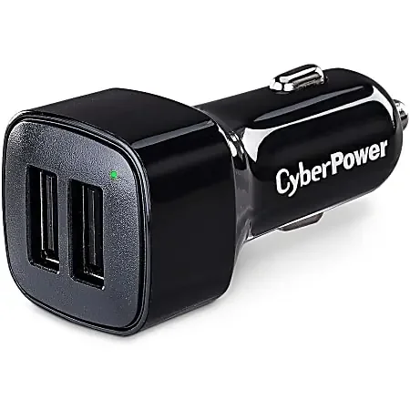 CyberPower TR22U3A USB Charger with 2 Type A Ports – 2 USB Port(s) – 3.1 Amps (Shared), 12VDC Auto Power Port, 10.5 VDC – TR22U3A