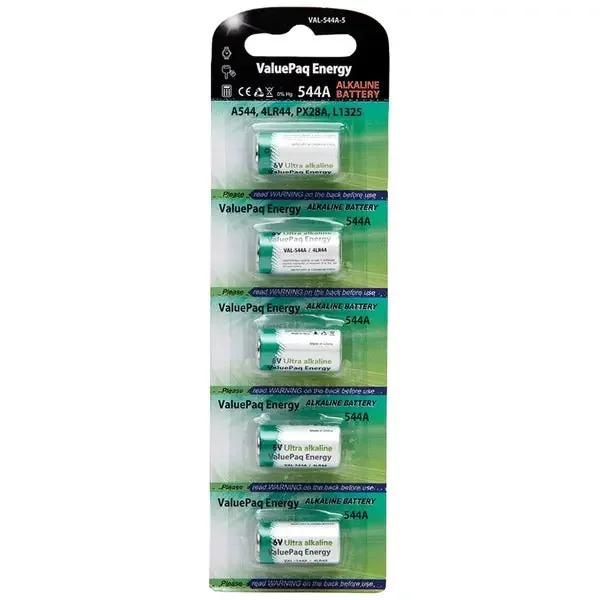 Dantona VAL-544A-5 ValuePaq Energy 544A Alkaline Cylindrical Cell Batteries, 5