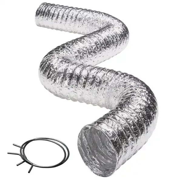 Deflecto FLXC0408 3-Ply 4-In. Class 1 Flexible Aluminum Duct with Spring Clamps