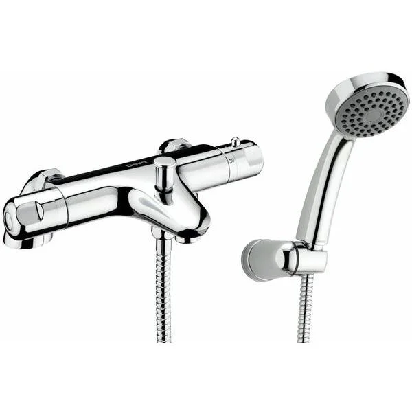 Deva Dynamic Thermostatic Chrome Bath Mixer Tap with Shower Handset and Hose
