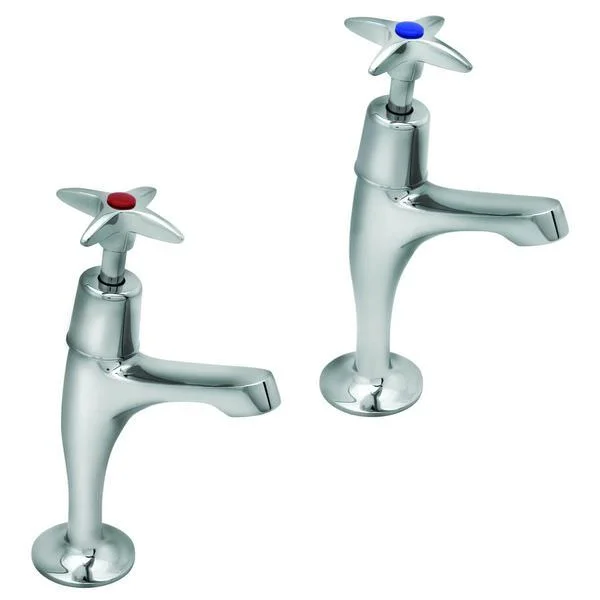 Deva High Neck Chrome Kitchen Sink Taps – Crosshead Handles