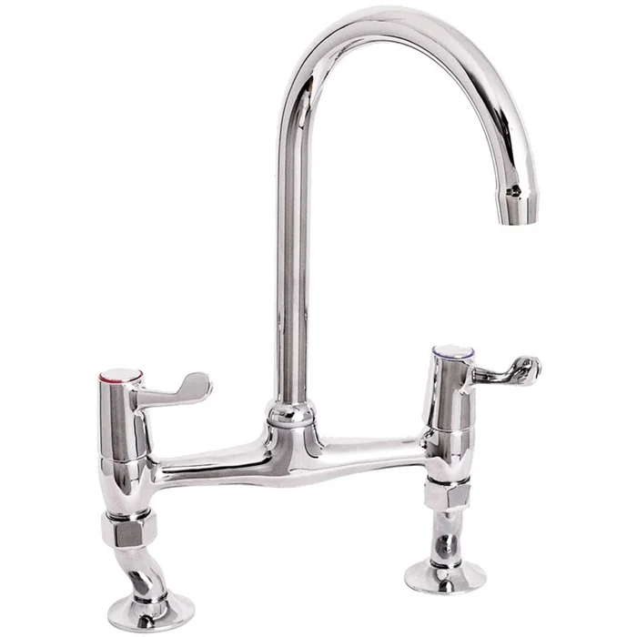 Deva Lever Action Chrome Lever Bridge Sink Mixer Tap DLT305B
