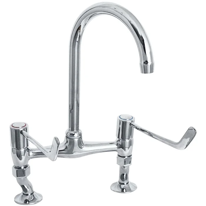 Deva Lever Action Chrome Lever Bridge Sink Mixer Tap DLV305B