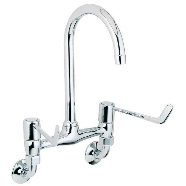 Deva Lever Action Dual-Flow Chrome Bridge Kitchen Mixer Tap, Swivel Spout