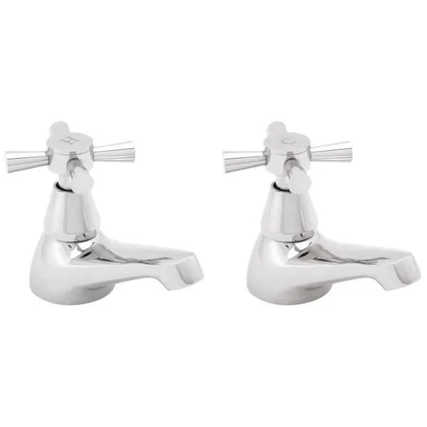 Deva Milan Contemporary Chrome Finish Basin Taps, Crosshead Handles