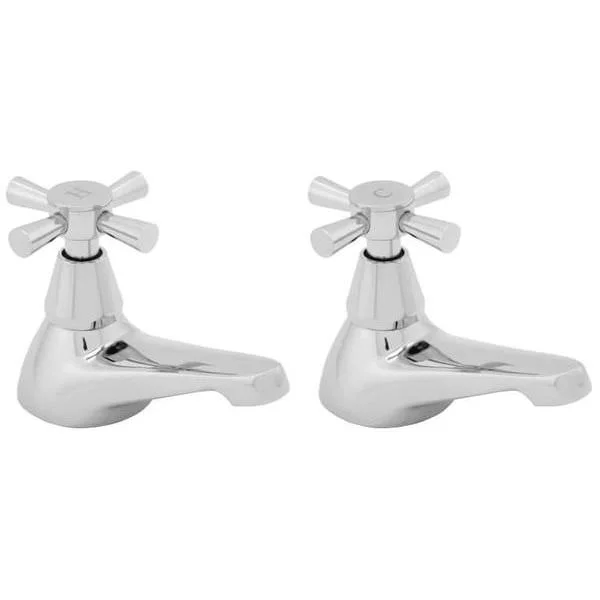 Deva Milan Pair of Chrome Bath Taps – Crosshead Handles