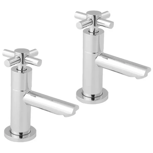 Deva Motif Contemporary Pair of Chrome Basin Taps, Crosshead