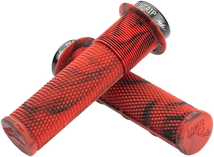 DMR DeathGrip Flanged Grips – Thin Lock-On Marble Red