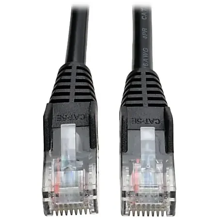 Eaton Tripp Lite Series Cat5e 350 MHz Snagless Molded (UTP) Ethernet Cable (RJ45 M/M), PoE – Black, 3 ft. (0.91 m) – N001003BK