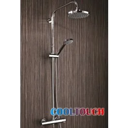 Electra Round Thermostatic Cooltouch Bar Shower with Round Fixed Head and Rigid Riser Rail