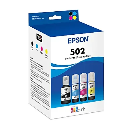 Epson® 502 Black; Cyan; Magenta; Yellow High-Yield Ink Bottles, Pack Of 4