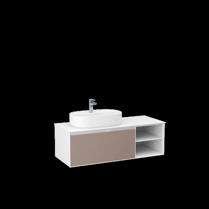 Essence 1200mm Single Drawer Cabinet with Open Storage in Matt Stone