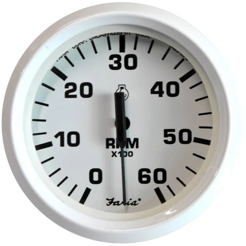 Faria 33103 Dress White 4″ Tachometer – 6K RPM (Gas – I/B & I/O)