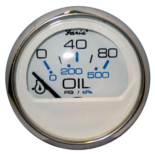 Faria Chesapeake White SS 2″ Oil Pressure Gauge – 80 PSI