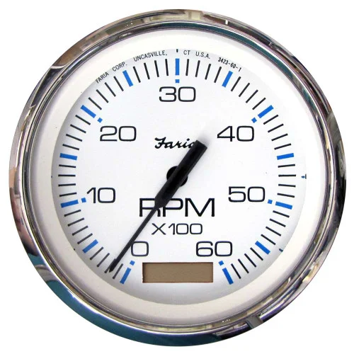 Faria Chesapeake White SS 4″ Tachometer w/Hourmeter – 6,000 RPM (Gas – Inboard) [33832]
