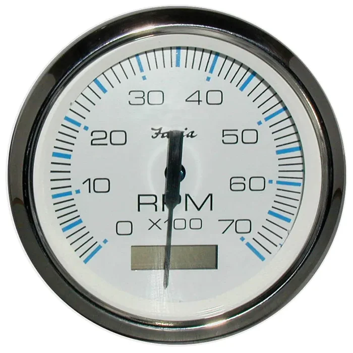 Faria Chesapeake White SS 4″ Tachometer w/Hourmeter – 7000 RPM (Gas) (Outboard)