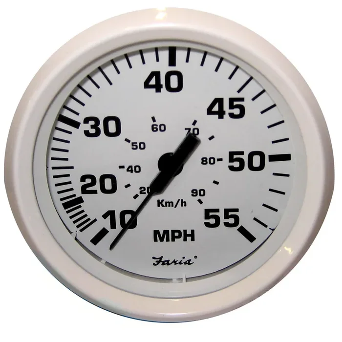 Faria Dress White 4″ Speedometer – 55 MPH (Pitot)