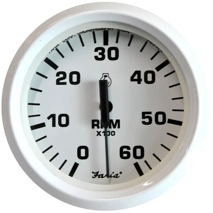 Faria Dress White 4″ Tachometer – 6000 RPM (Gas) (Inboard & I/O)