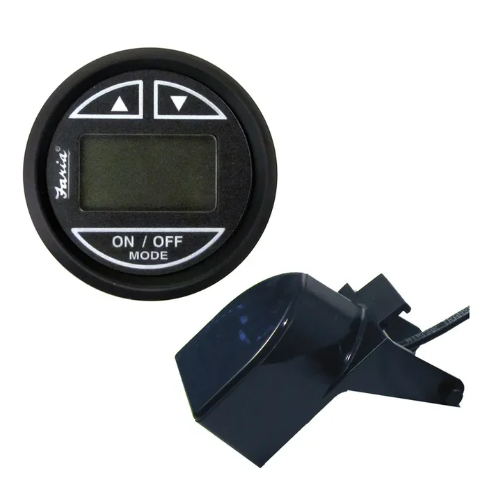 Faria Euro Black 2″ Depth Sounder w/Transom Mount Transducer