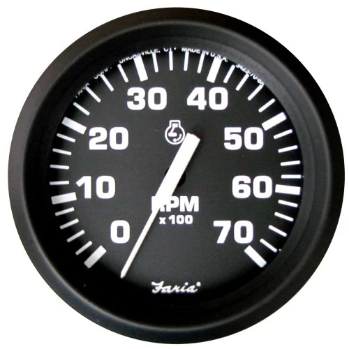 Faria Euro Black 4″ Tachometer – 7,000 RPM (Gas – All Outboard) [32805]