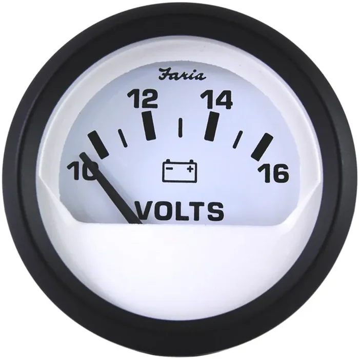 Faria Euro White 2″ Voltmeter (10-16 VDC)
