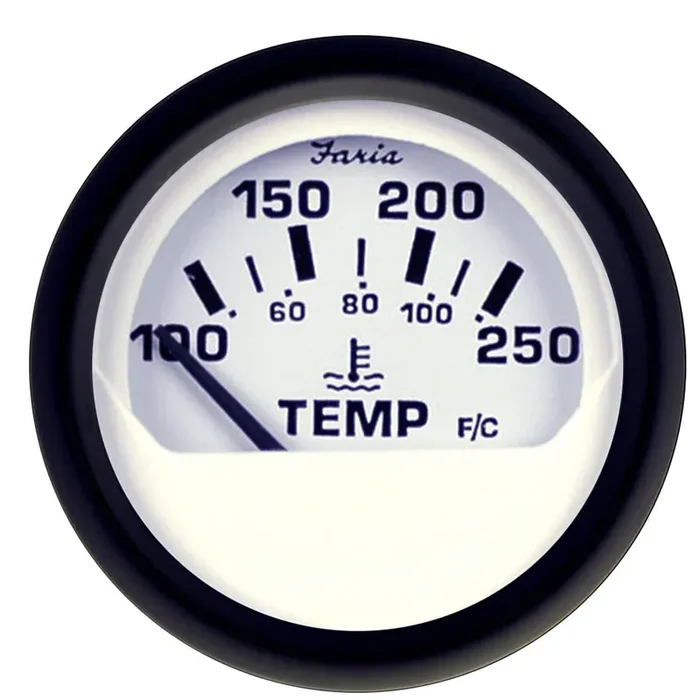 Faria Euro White 2″ Water Temperature Gauge (100-250°F)