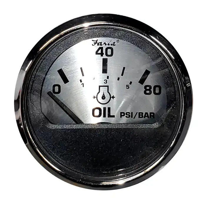 Faria Spun Silver 2″ Oil Pressure Gauge