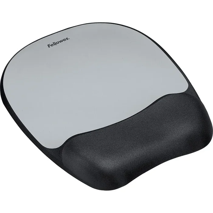Fellowes Memory Foam Mouse Pad/Wrist Rest- Silver Streak
