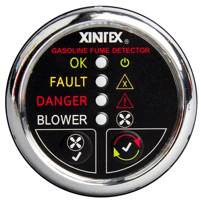 Fireboy-Xintex Gasoline Fume Detector w/Blower Control – Chrome Bezel – 12V