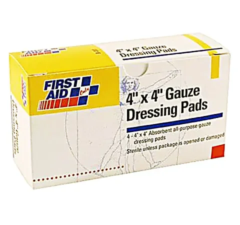 First Aid Only 3-Ply Gauze Pads, 4″ x 4″, White, Box Of 4 Gauze Pads