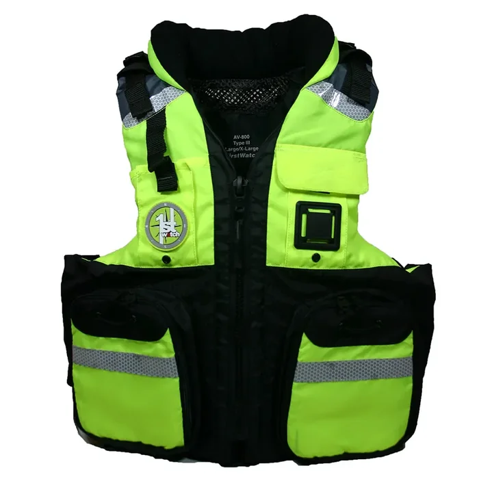 First Watch AV-800 Four Pocket Flotation Vest – Hi-Vis Yellow – Large to XL