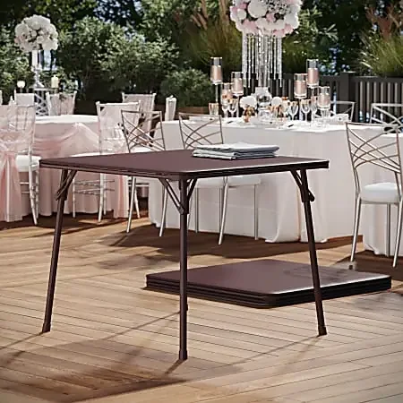 Flash Furniture Folding Card Table, 27-3/4″H x 33-1/2″W x 33-1/2″D, Brown