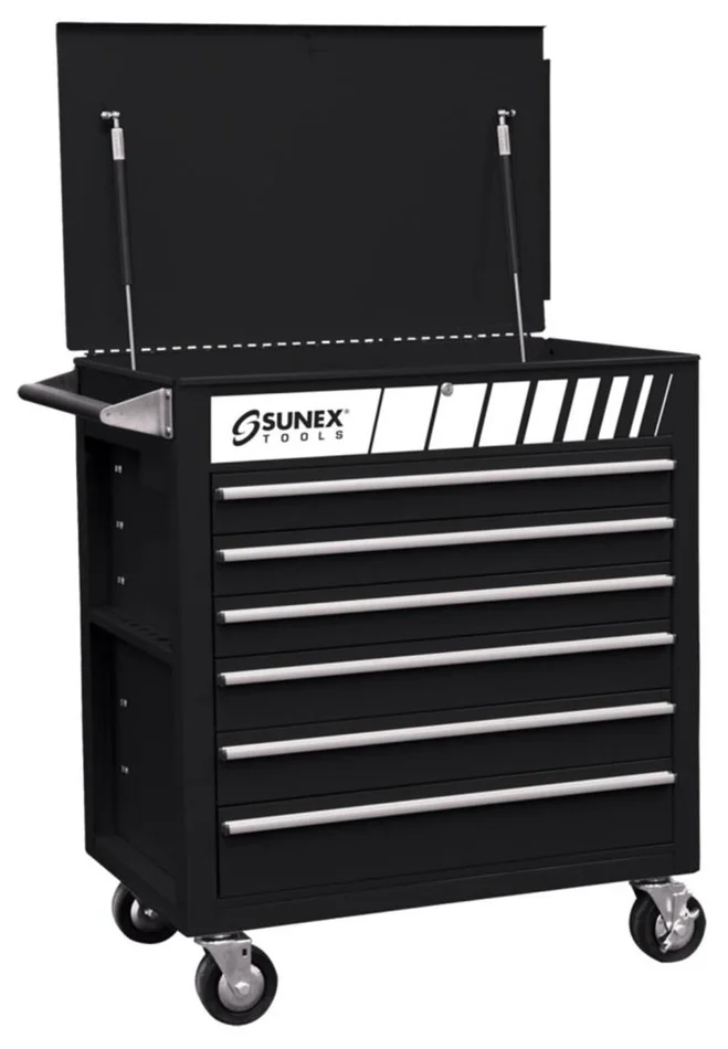 Full Drawer Professional Duty Service Cart – Black 8057BK