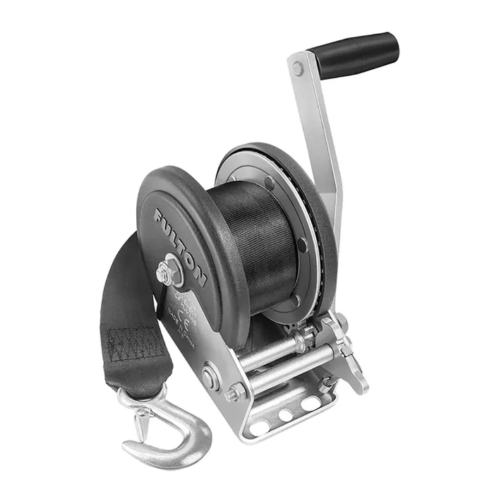 Fulton 1500lb Single Speed Winch w/20‘ Strap & Cover