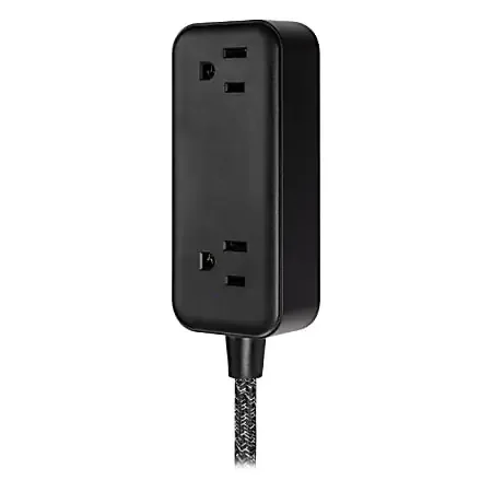 GE 82586 2-Outlet Extension Cord With USB Charging, 6‘ Cord, Black/Gray