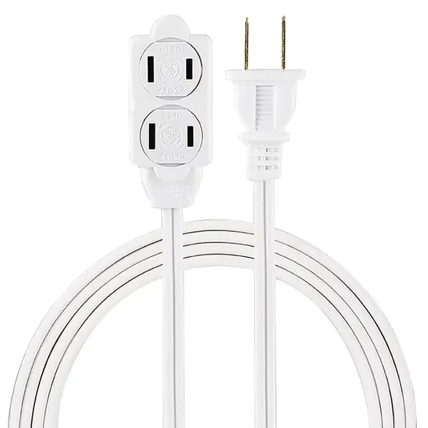 GE JASHEP51937 3-Outlet Polarized Indoor Extension Cord with Twist-to-Close