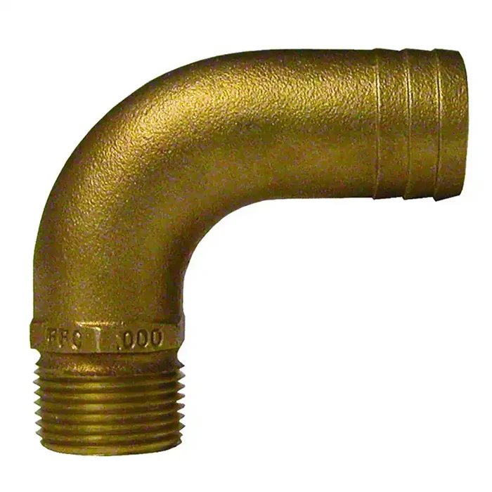 GROCO 1-1/4″ NPT x 1-1/2″ ID Bronze Full Flow 90° Elbow Pipe to Hose Fitting